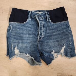 Good American Blue Distressed Denim Shorts